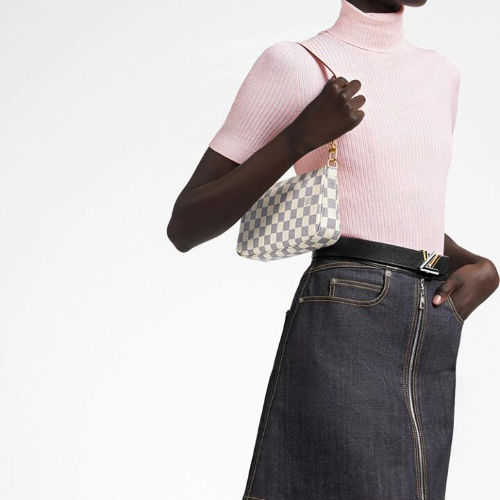 LOUIS VUITTON 棋盘格 Damier Azu帆布 麻将包配饰包腋下包单肩包 女款 米黄色