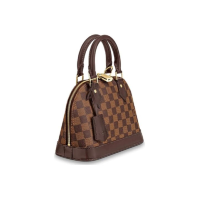 LOUIS VUITTON Alma BB棋盘格 涂层帆布拼牛皮革饰边 贝壳包手提包单肩包斜挎包 小号 女款 棕色