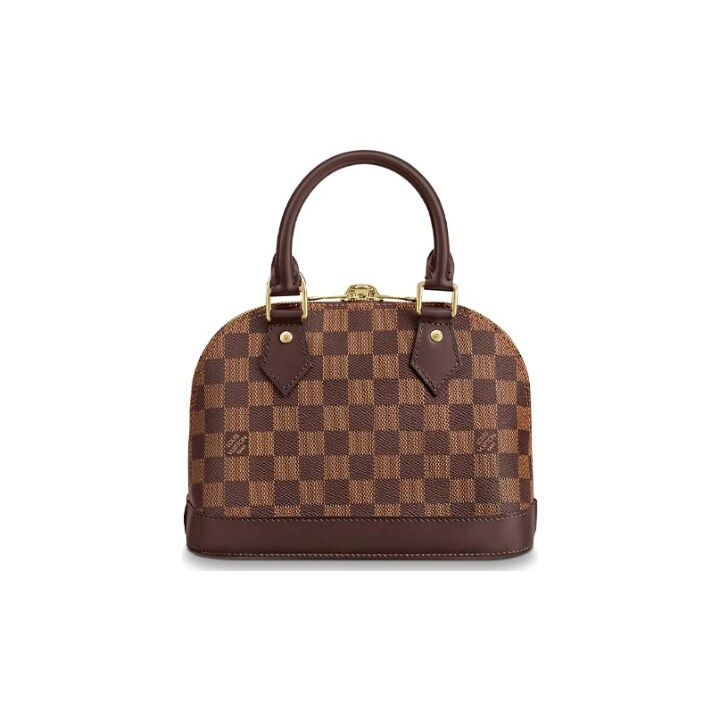 LOUIS VUITTON Alma BB棋盘格 涂层帆布拼牛皮革饰边 贝壳包手提包单肩包斜挎包 小号 女款 棕色