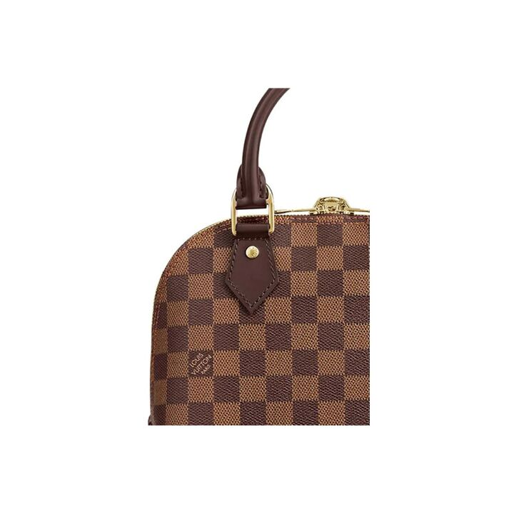 LOUIS VUITTON Alma BB棋盘格 涂层帆布拼牛皮革饰边 贝壳包手提包单肩包斜挎包 小号 女款 棕色