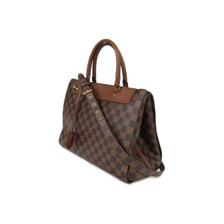 LOUIS VUITTON Greenwich 棋盘格金锁 牛皮 单肩斜挎手提包 女款 棕色