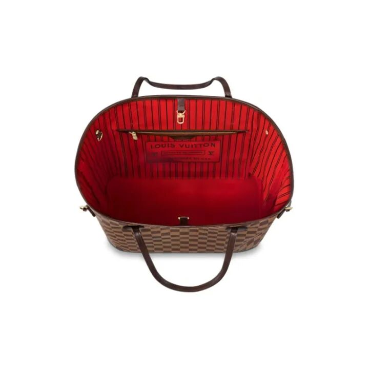 LOUIS VUITTON NEVERFULL MM 棋盘格 涂层帆布拼牛皮革饰边 托特包Tote包购物袋单肩手提包 中号 女款 棕色