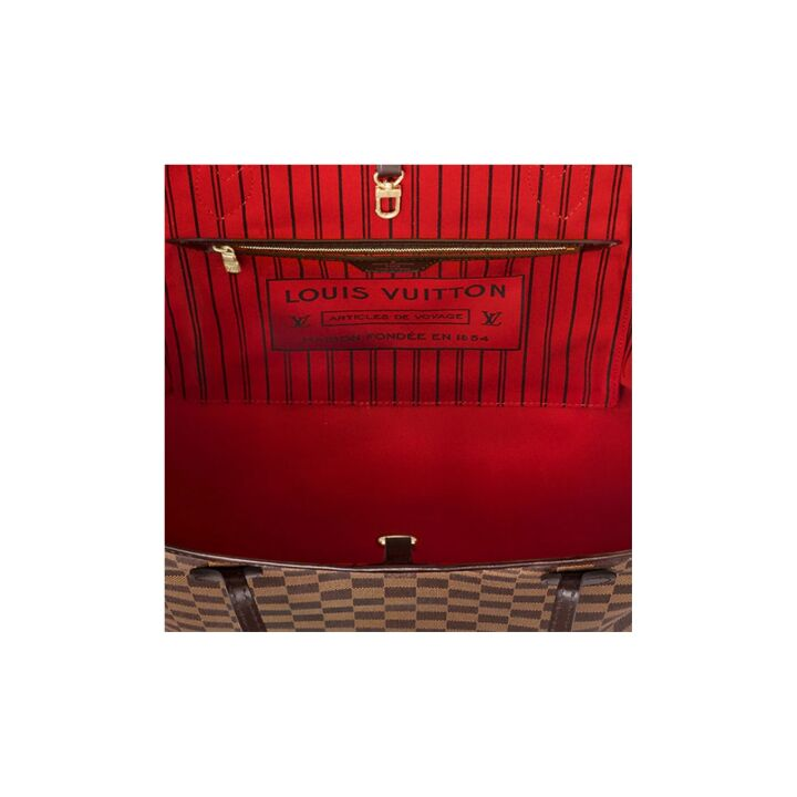 LOUIS VUITTON NEVERFULL MM 棋盘格 涂层帆布拼牛皮革饰边 托特包Tote包购物袋单肩手提包 中号 女款 棕色