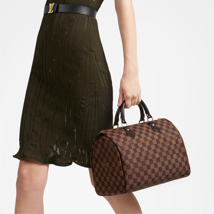 LOUIS VUITTON Speedy 30 帆布 棋盘格 手提包 女款 棕色 #无肩带#