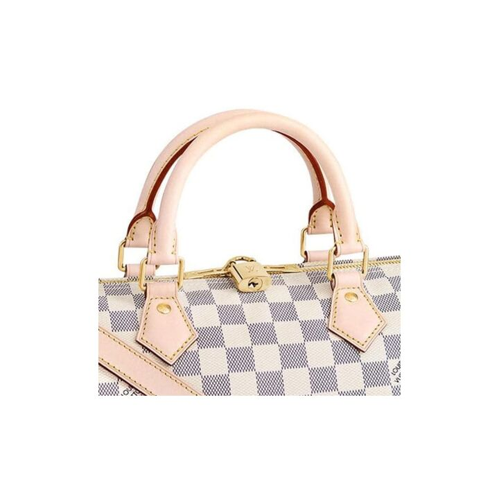 LOUIS VUITTON Speedy 30 棋盘格可拆卸可调节肩带 帆布 枕头包手提包 30 女款 白色