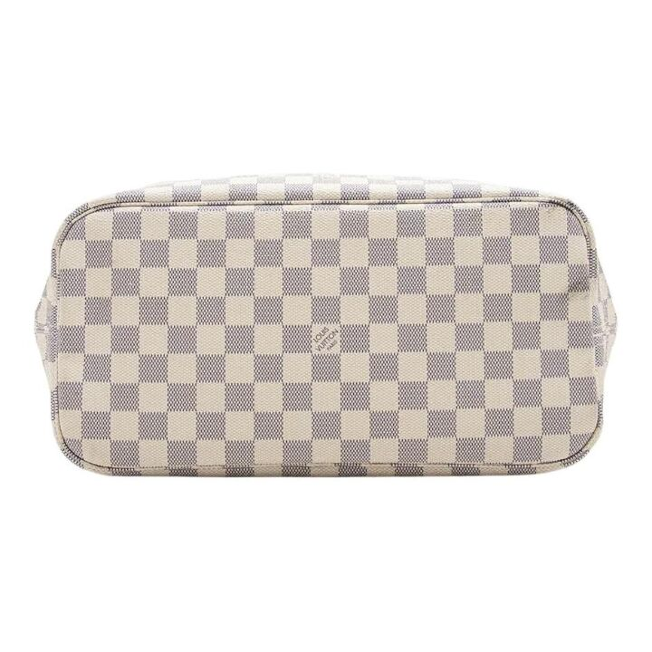 LOUIS VUITTON NEVERFULL MM 棋盘格粉色内里 涂层帆布牛皮 托特包Tote包购物袋子母包手提单肩包 中号 女款 白色