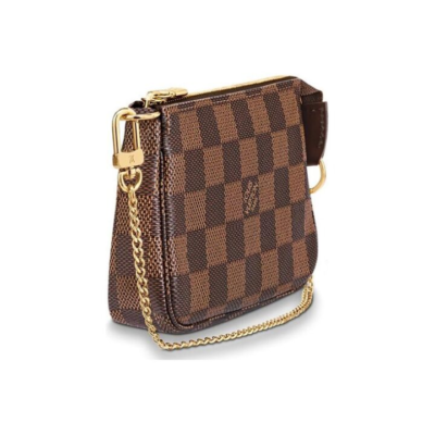 LOUIS VUITTON Pochette Accessories 棋盘格经典便携 牛皮 麻将包腋下包手拿单肩手提包 迷你 女款 棕色 #可加购改装套装#