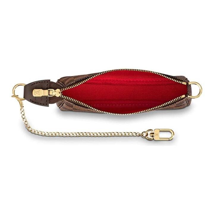 LOUIS VUITTON Pochette Accessories 棋盘格经典便携 牛皮 麻将包腋下包手拿单肩手提包 迷你 女款 棕色 #可加购改装套装#