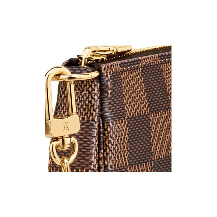 LOUIS VUITTON Pochette Accessories 棋盘格经典便携 牛皮 麻将包腋下包手拿单肩手提包 迷你 女款 棕色 #可加购改装套装#