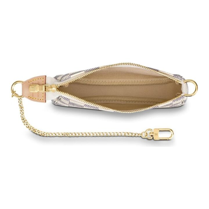 LOUIS VUITTON 小麻将棋盘格链条 DamierAzur帆布拼天然牛皮包边 腋下包手拿包单肩包手提包 迷你 女款 白色 #可加购改装套装#
