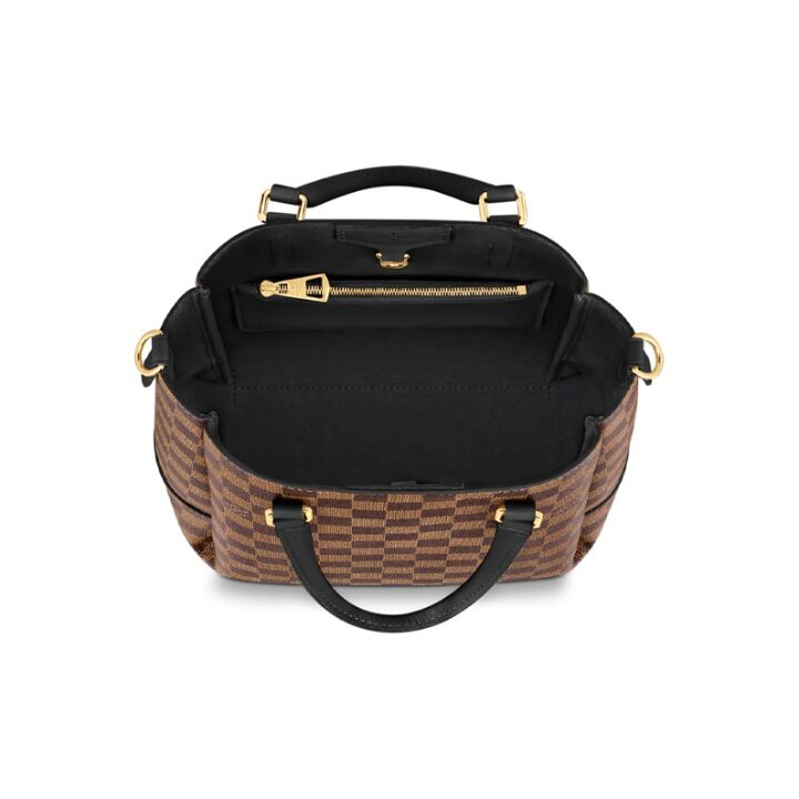 LOUIS VUITTON Belmont 棋盘格可拆卸零钱袋 涂层帆布拼牛皮 托特包Tote包购物袋手提单肩斜挎包 女款 棕色