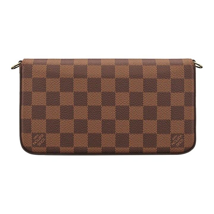 LOUIS VUITTON Pochette Félicie 时尚复古棋盘格设计 帆布拼牛皮革 链条包斜挎包单肩包 女款 棕色