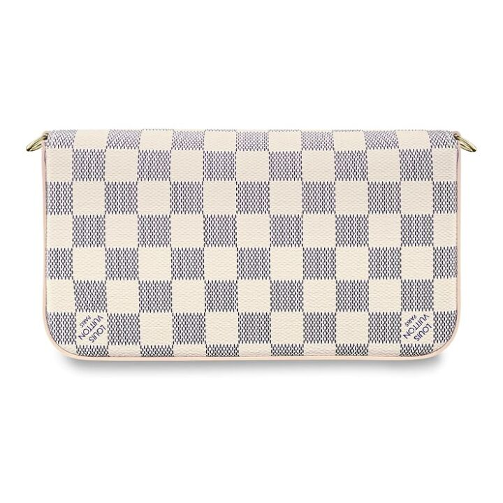 LOUIS VUITTON Pochette 便携棋盘格信封式翻盖 涂层帆布拼牛皮革 三合一链条包手提单肩斜挎包 女款 白色