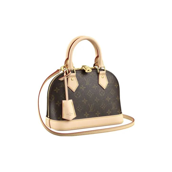 LOUIS VUITTON Alma BB 老花满印拉链开合 涂层帆布 单肩斜挎手提旅行包 女款