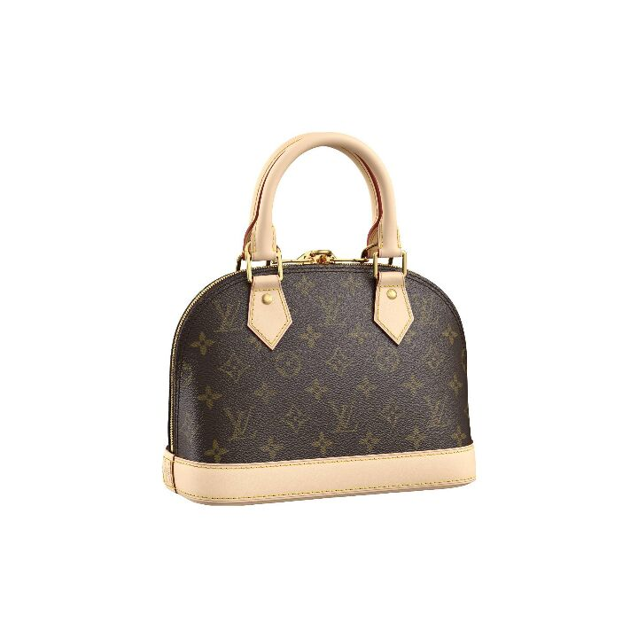 LOUIS VUITTON Alma BB 老花满印拉链开合 涂层帆布 单肩斜挎手提旅行包 女款