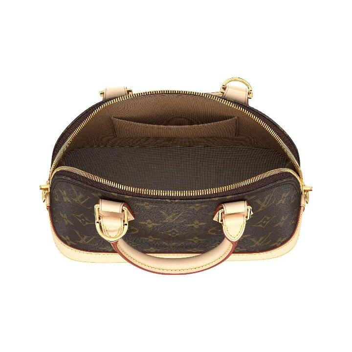 LOUIS VUITTON Alma BB 老花满印拉链开合 涂层帆布 单肩斜挎手提旅行包 女款