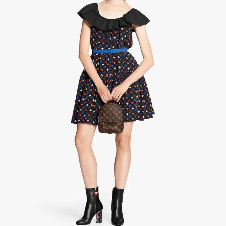 LOUIS VUITTON Palm Springs 经典老花 涂层帆布拼牛皮革饰边 书包背包双肩包 迷你 女款 棕色