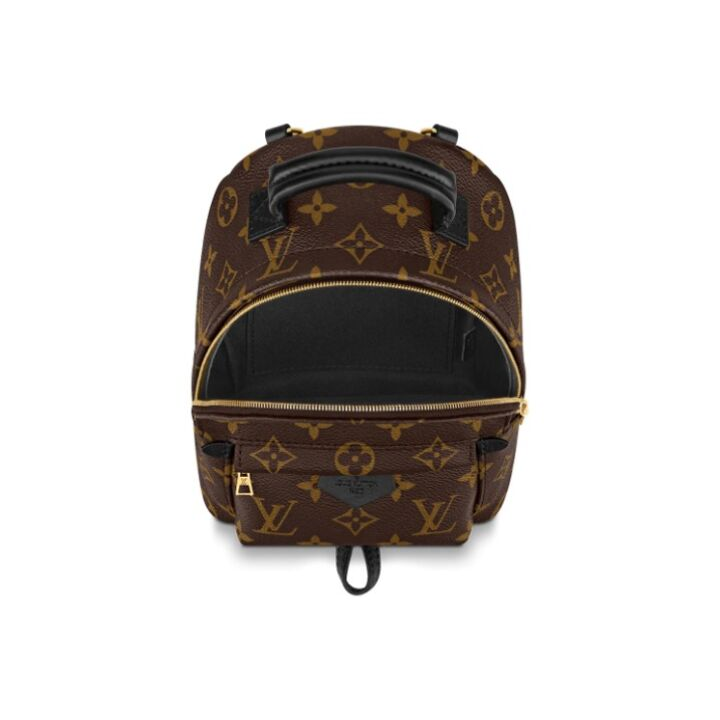 LOUIS VUITTON Palm Springs 经典老花 涂层帆布拼牛皮革饰边 书包背包双肩包 迷你 女款 棕色