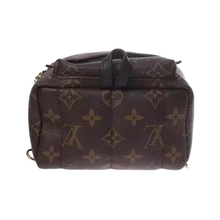 LOUIS VUITTON Palm Springs 经典老花 涂层帆布拼牛皮革饰边 书包背包双肩包 迷你 女款 棕色